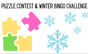 Puzzle Contest and Winter Challenge puzzle pieces and snowflakes